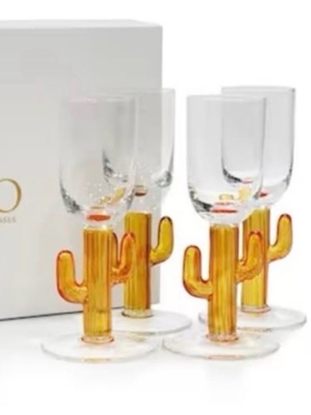 ZODAX Cabo Cactus Shot Glasses Orange With Box Set of 4 Pieces New